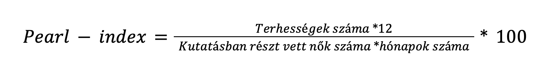 A Pearl-index képlete