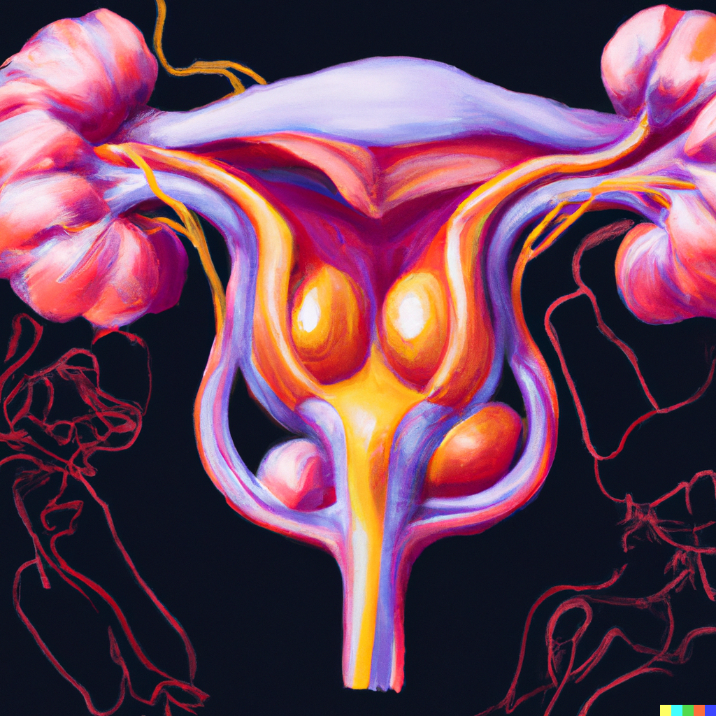 Absztrakt színes ábra a női méhről, ovuláció közben
